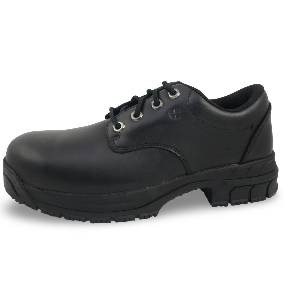 Shoes For Crews Men's US 8.5 Cade Steel Toe Work Shoes Black Slip Oil Resistant
